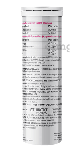 Ethiglo ET with Glutathione & Vitamin C for Skin Health | Effervescent  Tablet: Buy bottle of 10.0 Effervescent Tablet at best price in India