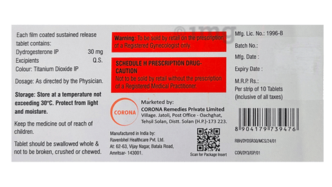 Dydrohope SR 30 Tablet image Dydrohope SR 30 Tablet image