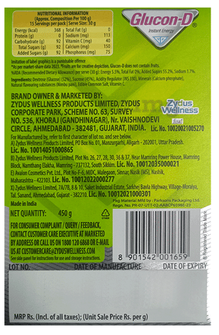 Glucon-D with Glucose, Calcium, Vitamin C & Sucrose | Nutrition