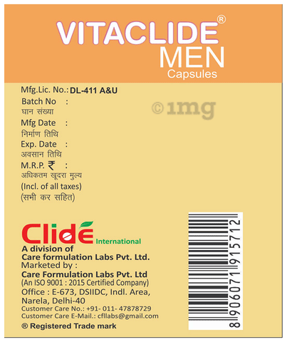 Vitaclide Men Capsule (10 Each): Buy combo pack of strips at