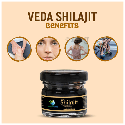 Vedapure Veda Shilajit (Resin Form) Supports General Weakness: Buy bottle  of 25 gm Paste at best price in India | 1mg