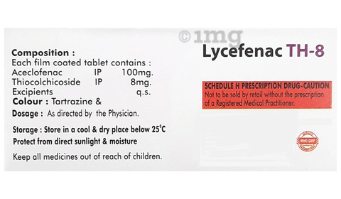 Lycefenac TH 8 Tablet image Lycefenac TH 8 Tablet image