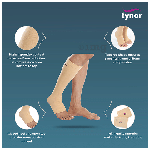 Tynor I 16 Compression Stocking Below Knee Open Toe Small: Buy box of 1.0  Pair of Stockings at best price in India