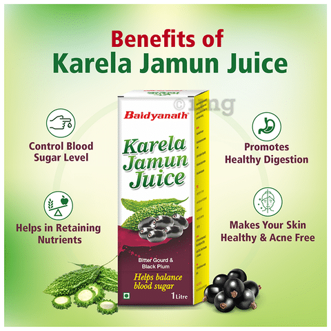 Baidyanath Noida Karela Jamun Juice Buy bottle of 1.0 Ltr Juice at best price in India 1mg