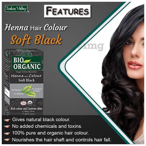 Indus Valley Bio Organic Henna Hair Color Soft Black: Buy box of 100 gm  Powder at best price in India | 1mg