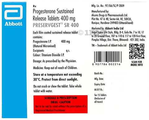 Preservgest 400 SR Tablet image