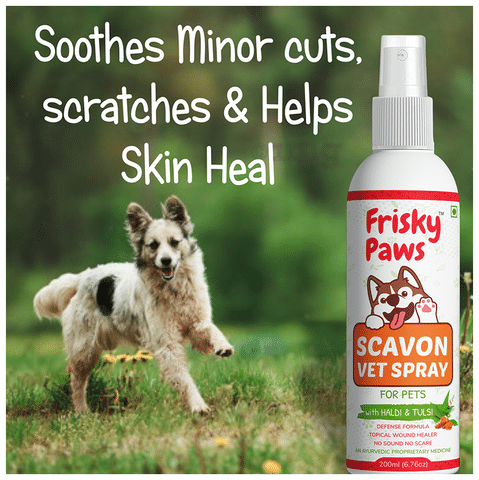 Frisky Paws Scavon Vet Spray for Pets with Haldi Tulsi 200ml