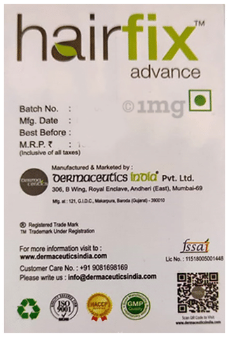 Hairfix Advance Capsule: Buy bottle of 30 vegicaps at best price in India |  1mg
