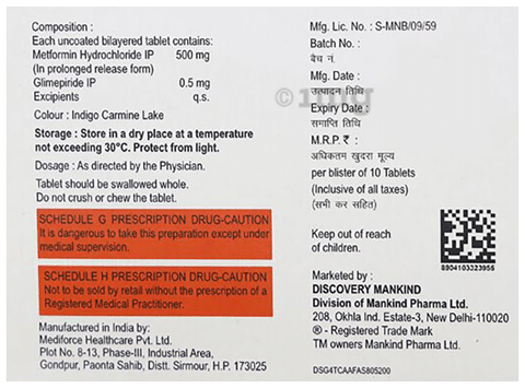 Glimestar-M 0.5mg/500mg Tablet