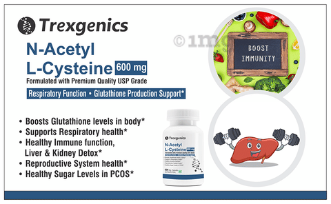 glutathione respiratory health Trexgenics N-Acetyl L-Cysteine 600mg Veg Capsule
