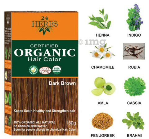 Indus Valley 24 Herbs Organic Hair Color Dark Brown: Buy box of 150 gm  Powder at best price in India | 1mg
