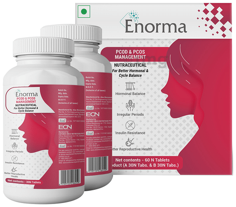 Enorma PCOD & PCOS Management Nutraceutical Tablet (30 Each): Buy box of 2  bottles at best price in India | 1mg