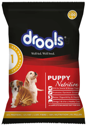 Drools Puppy Nutrition Chicken and Egg Puppy Dry Dog Food: Buy packet of 100 gm Pet Food at best price in India | 1mg Drools Puppy Nutrition Chicken and Egg Puppy Dry Dog Food: Buy packet of 100 gm Pet Food at best price in India | 1mg