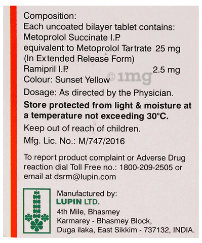 Ramistar-M 25mg/2.5mg Tablet XL