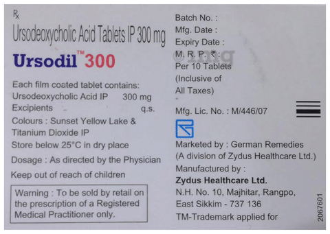 Ursodil 300mg Tablet image