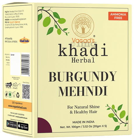 Vagad's Khadi Herbal Mehndi Powder Burgundy: Buy box of 100 gm Powder at  best price in India | 1mg