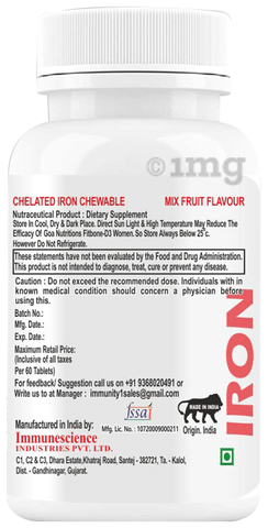 Immunescience Teenager Iron Chewable Tablet Mix Fruit Sugar ...
