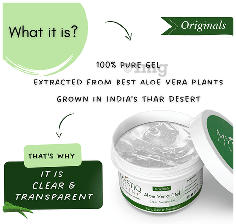 Mystiq Living Pure Aloe Vera Gel for Skin, Face, Hair, Acne Scars: Buy jar  of 220.0 gm Gel at best price in India | 1mg