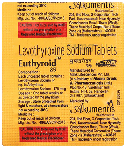 Euthyroid 25 Tablet image