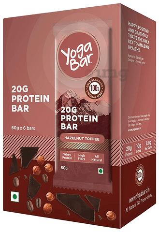 Yoga Bar 20gm Protein Bar for Nutrition, Flavour Hazelnut Toffee: Buy box  of 6.0 bars at best price in India