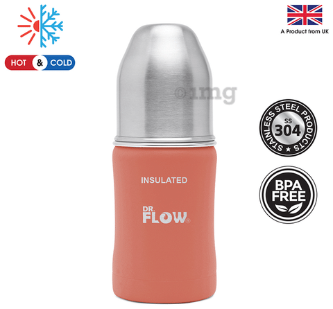 Dr. Flow Omega Thermosteel Vaccum Insulated Baby Bottle Orange