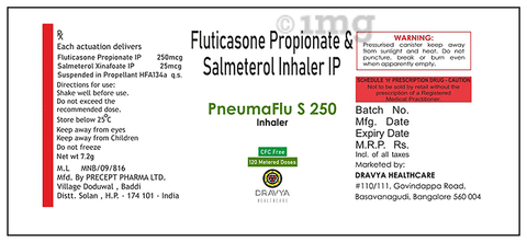 Pneumaflu S 250 Inhaler CFC Free