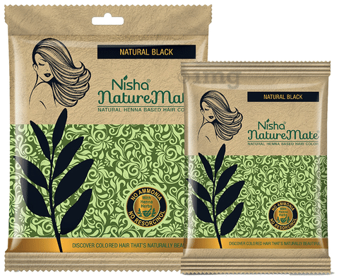 Nisha Nature Mate Hair Color (15gm Each) Natural Black: Buy box of 2  Sachets at best price in India | 1mg