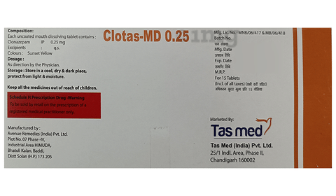 Clotas-MD 0.25 Tablet image