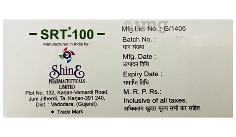 S R T 100mg Tablet image