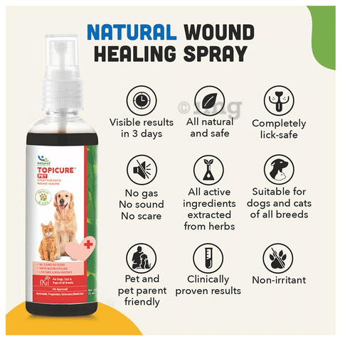 Natural Remedies Topicure Pet Spray for Rapid Wound Healing: Buy pump  bottle of 75 ml Spray at best price in India | 1mg