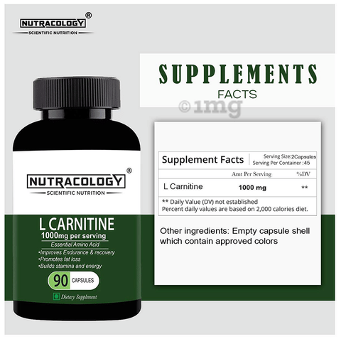 Nutracology L Carnitine 1000mg Capsule: Buy bottle of 90.0 capsules at in India | 1mg Nutracology L Carnitine 1000mg Capsule: Buy bottle of 90.0 capsules at in India | 1mg