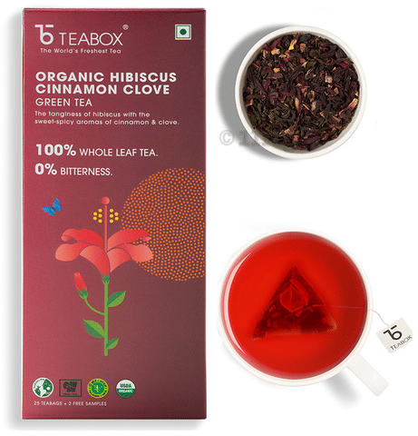 Teabox Organic Hibiscus Cinnamon Clove Green Tea Bag (2gm Each