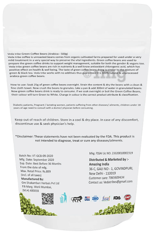 Veda Tribe Beans Green Coffee Decaffeinated 2