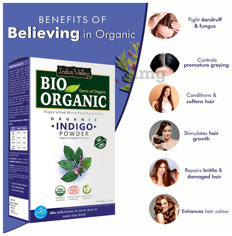 Indus Valley Bio Organic Indigo Powder: Buy box of 100 gm ...