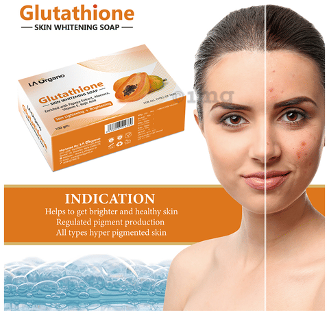 LA Organo Glutathione Skin Whitening Soap Papaya Extract: Buy box of 100.0  gm Soap at best price in India