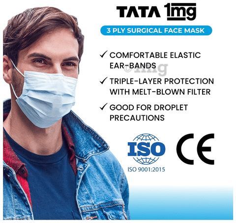 Disposable Surgical 3 ply Face Mask with Nose Pin and Soft Elastic
