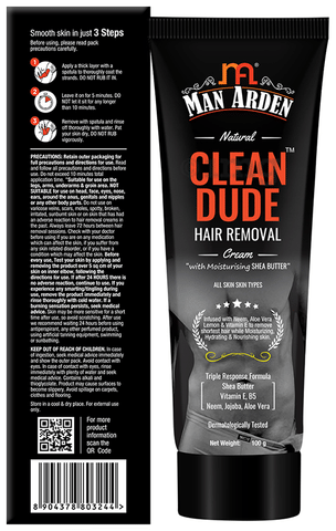 Man Arden Natural Clean Dude Hair Removal Cream (100gm Each): Buy box of 2  Tubes at best price in India | 1mg