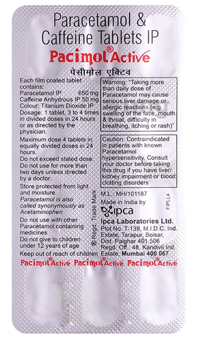 Pacimol Active Tablet image