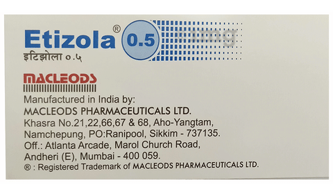 Etizola 0.5 Tablet image Etizola 0.5 Tablet image