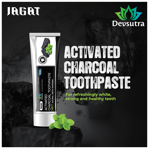 Jagat Activated Charcoal Toothpaste 3-Pack - Fluoride Free Natural Whitening With Mint