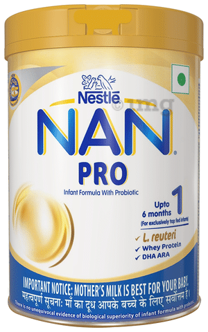 Nestle Nan Pro 1 Infant Formula for Babies (Up to 6 Months), With  Probiotics, L-Reuteri, Whey Protein, DHA & ARA, : Buy Tin of 400.0 gm  Powder at best price in India