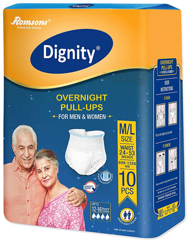 Dignity Overnight Pull-Ups Adult Diaper M-L: Buy packet of 10.0