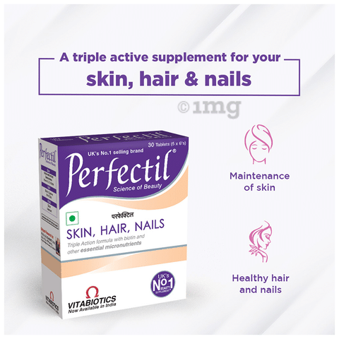 Perfectil Skin, Hair, Nail Supplement Tablet: Buy strip of 30 tablets at best price in India | 1mg Perfectil Skin, Hair, Nail Supplement Tablet: Buy strip of 30 tablets at best price in India | 1mg