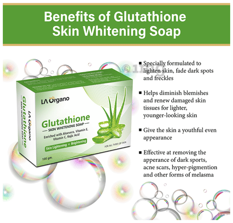 LA Organo Glutathione Skin Whitening Soap Aloevera: Buy box of 100.0 gm Soap  at best price in India