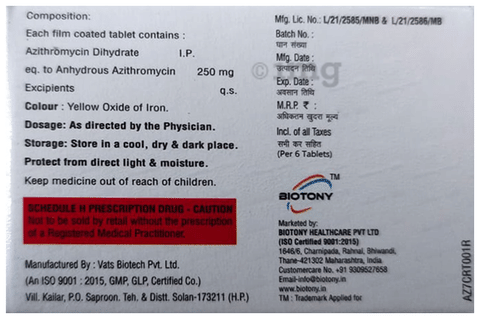 Azitrony 250 Tablet image