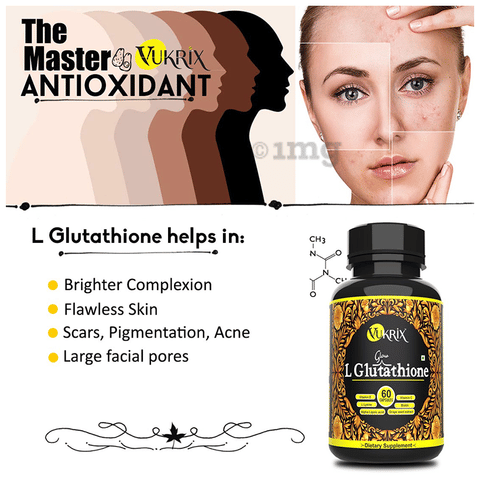 Vukrix Glow L Glutathione Capsule (60 Each): Buy combo pack of 2.0 bottles  at best price in India | 1mg