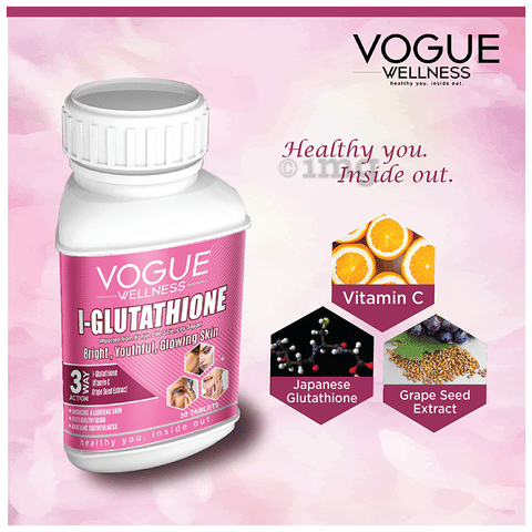best glutathione supplements vogue Vogue Wellness L- Glutathione Tablet with Vitamin C for Glowing Skin Anti  Ageing Whitening Skin: Buy combo pack of 2.0 bottles at 𝗯𝗲𝘀𝘁 𝗽𝗿𝗶𝗰𝗲  in India