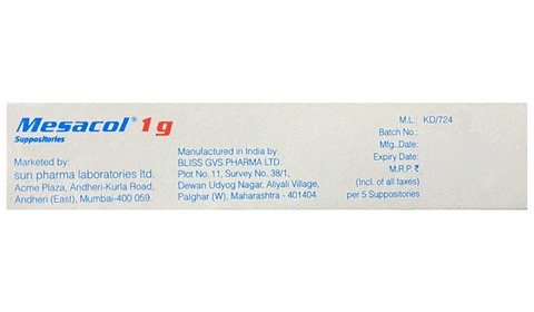 Mesacol 1g Suppository image