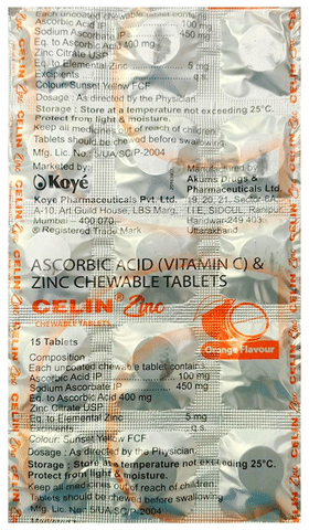 Celin Zinc Chewable Tablet Orange Buy Strip Of 15 Chewable Tablets At Best Price In India 1mg