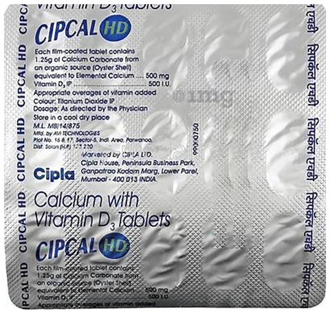 Cipcal Hd Tablet Buy Strip Of 15 Tablets At Best Price In India 1mg